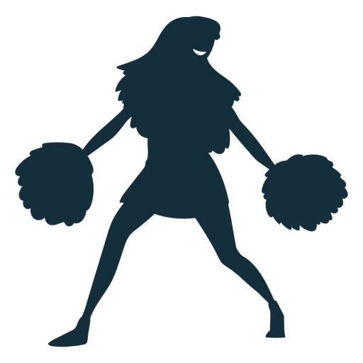 Cheerleader with pompoms silhouette PNG Design