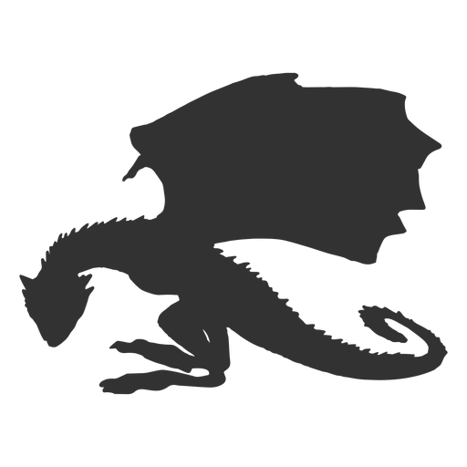 Silhueta vista lateral do dragão Desenho PNG