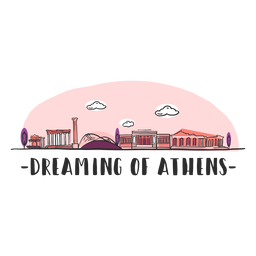 Sonhando desenho animado com o horizonte de Atenas Desenho PNG