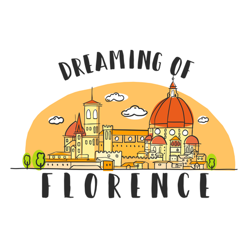 Sonhando desenho animado com o horizonte de Floren?a Desenho PNG