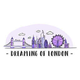 Soñando dibujos animados de horizonte de londres Diseño PNG