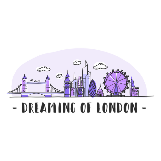 Dreaming london skyline cartoon PNG Design