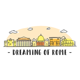 Sonhando desenho animado com o horizonte de Roma Desenho PNG