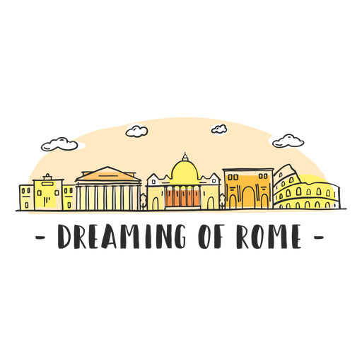 Dreaming rome skyline cartoon PNG Design