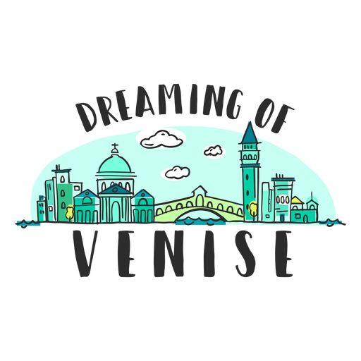 Dreaming venice skyline cartoon PNG Design