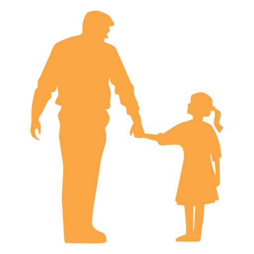 Father and daughter silhouette PNG Design