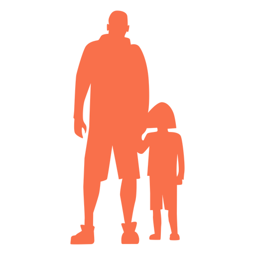 Father and daughter standing silhouette
