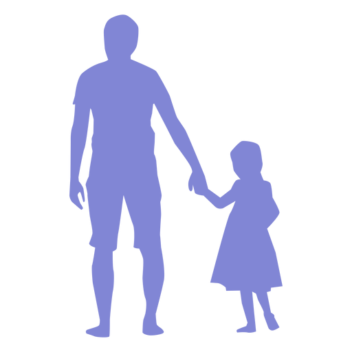 Father and daughter walking silhouette