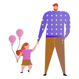 Pai e filha com balões Desenho PNG