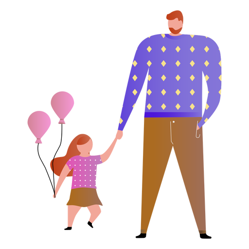 Vater und Tochter mit Luftballons PNG-Design