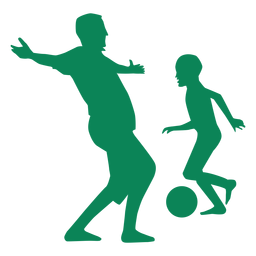 Father and son playing football silhouette Father and son playing football silhouette