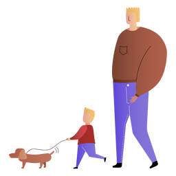 Gehender Hund des Vaters und des Sohns PNG-Design