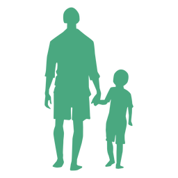 father and son walking silhouette