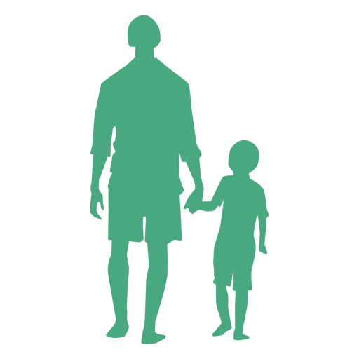 Pai e filho caminhando silhueta