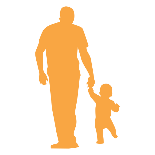 Father and toddler walking silhouette