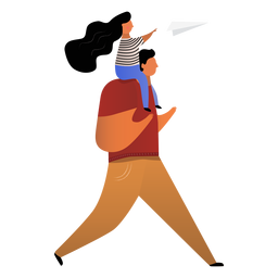 Padre cargando a hija en hombros Diseño PNG