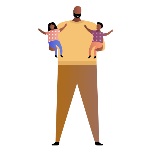 Father holding two babies