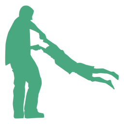 Padre girando silueta hijo Diseño PNG