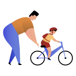 Padre enseña a su hijo a andar en bicicleta Diseño PNG