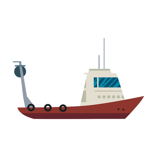 Linea de barco de pesca Diseño PNG