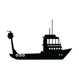 Silhueta de barco de pesca Desenho PNG