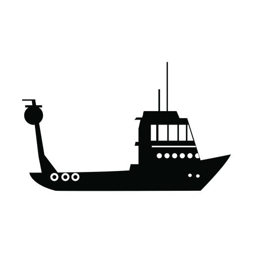 Silueta de barco de pesca Diseño PNG