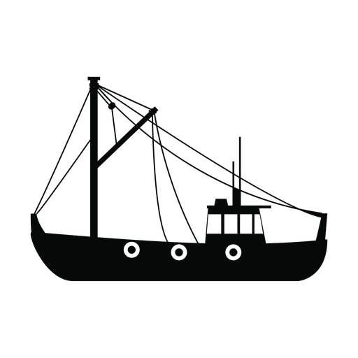 Silhueta de navio de traineira de pesca Desenho PNG
