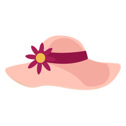 Chapéu de praia mole com flor Desenho PNG