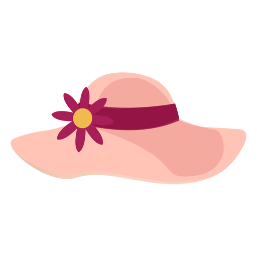 Sombrero de playa floppy con flor Diseño PNG