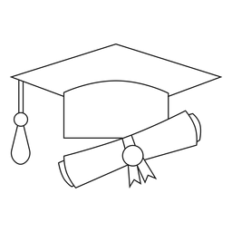 Diseño PNG Y SVG De Línea De Sombrero Y Diploma De Graduación Para ...