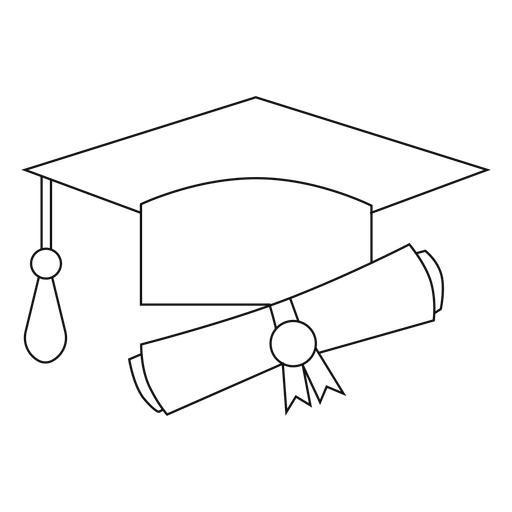 Graduation hat and diploma line - Transparent PNG & SVG vector file