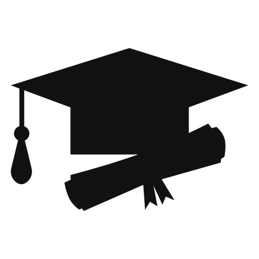 Download Graduation hat and diploma silhouette - Transparent PNG ...