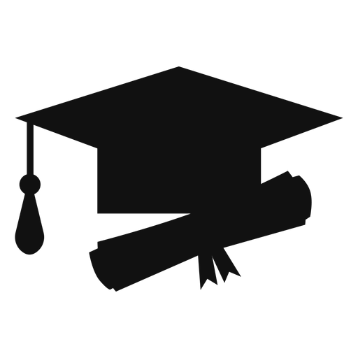 Sombrero de graduación y silueta de diploma. - Descargar PNG/SVG
