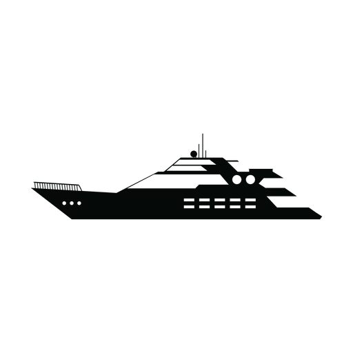 Silueta de barco megayate Diseño PNG