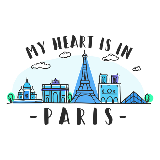 Paris heart skyline cartoon - Transparent PNG & SVG vector ...