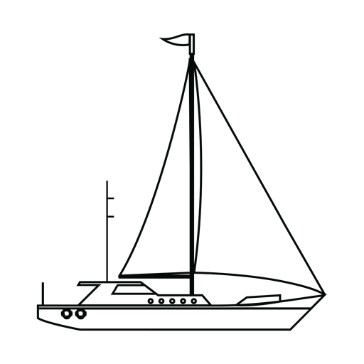 Sailing yacht ship line - Transparent PNG & SVG vector file