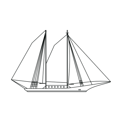 Schooner ship line PNG Design