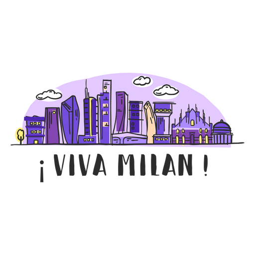 Viva Mailand Skyline Cartoon PNG-Design