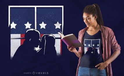 Diseño de camiseta American Kiss