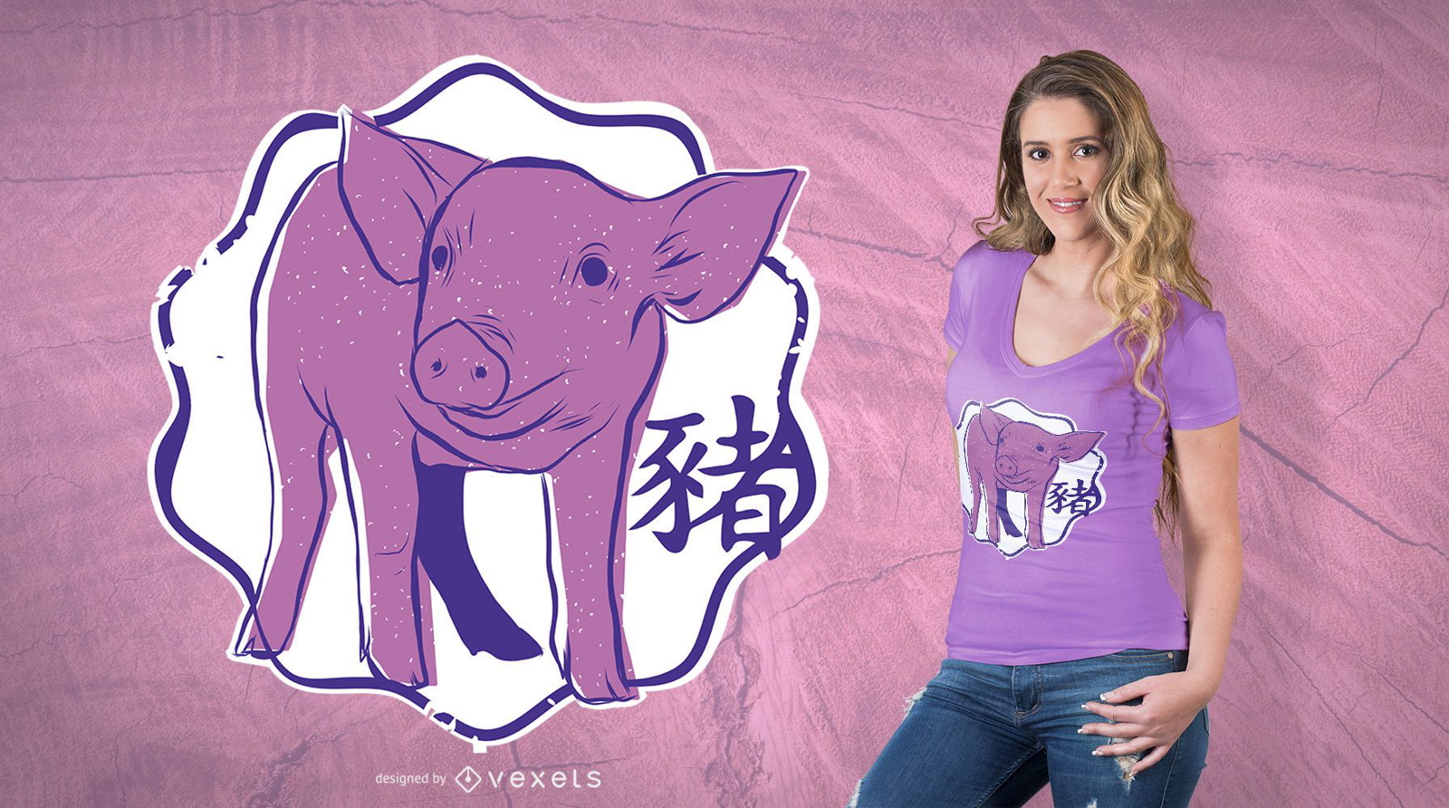 Diseño de camiseta de cerdo chino