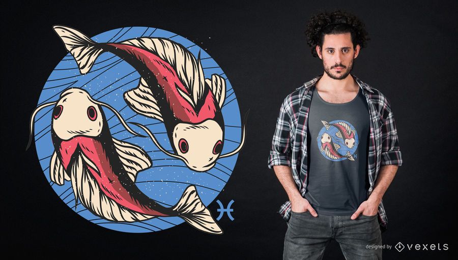 Projeto do t-shirt do zodíaco de Pisces Projeto do t-shirt do zodíaco de Pisces