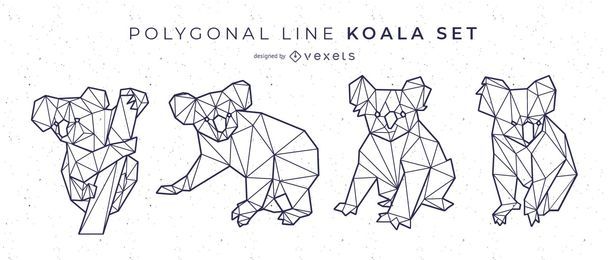 Línea poligonal Koala Set Línea poligonal Koala Set