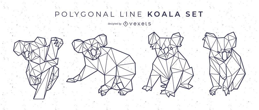 Línea poligonal Koala Set Línea poligonal Koala Set