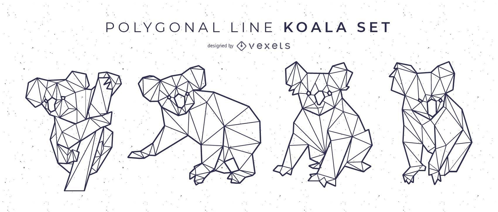 Polygonale Linie Koala Set