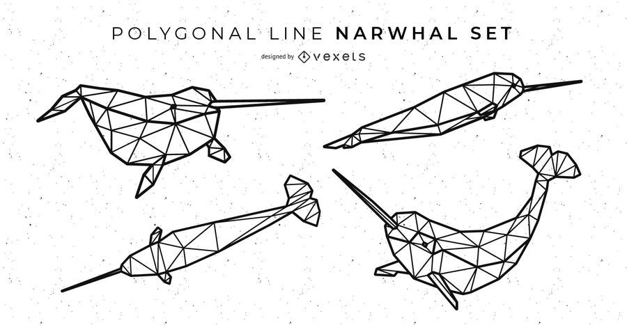 Polygonale Linie Narwal Set Polygonale Linie Narwal Set