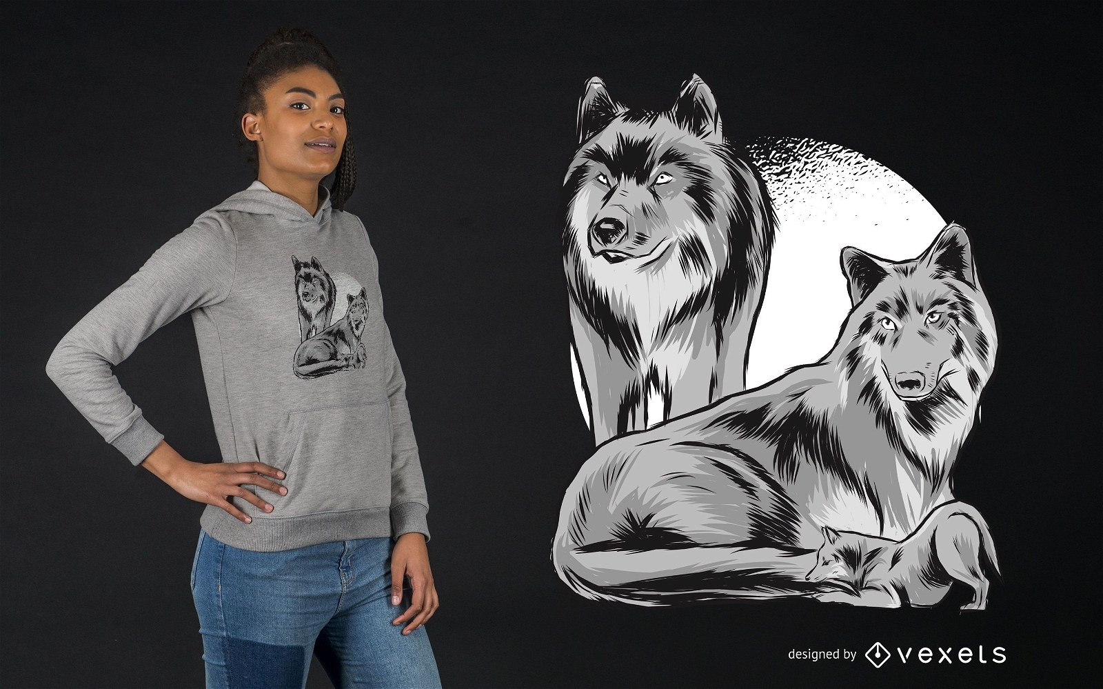 Design de camisetas Wolf Family Pack