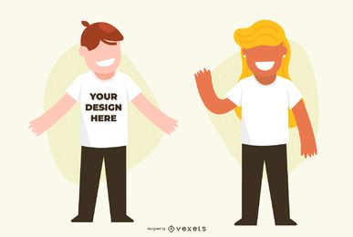 Camiseta diseño pareja maqueta Camiseta diseño pareja maqueta