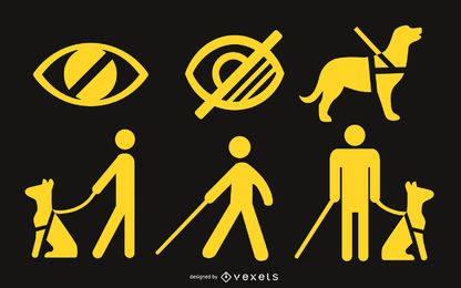 Blind symbols silhouette set Blind symbols silhouette set