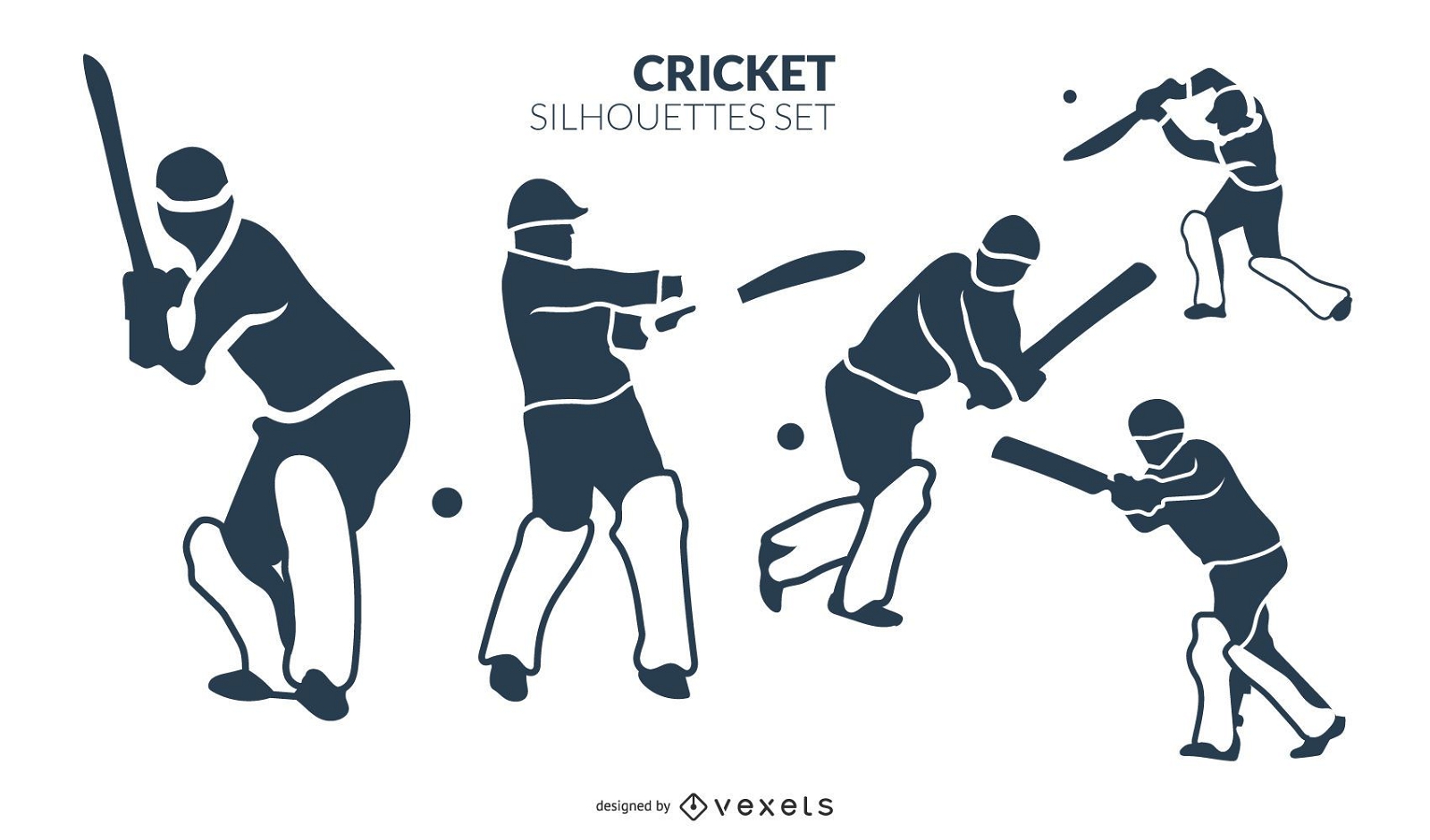 Cricket silhouette set