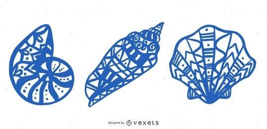 Conjunto de vectores de conchas marinas Mandala
